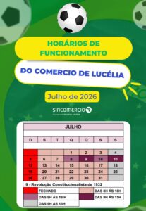 Calendário de Julho Do Comércio de Lucélia