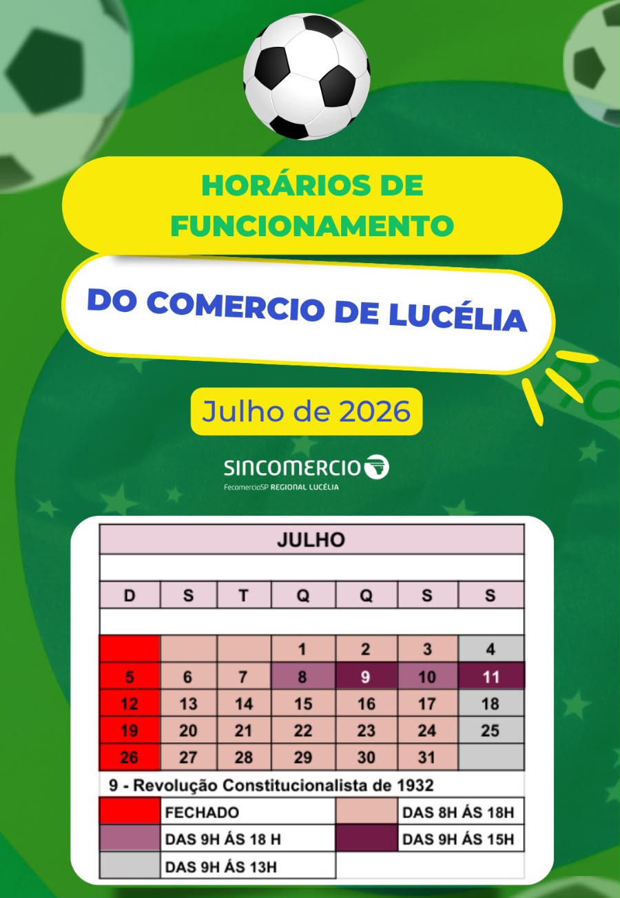 Calendário de Julho Do Comércio de Lucélia
